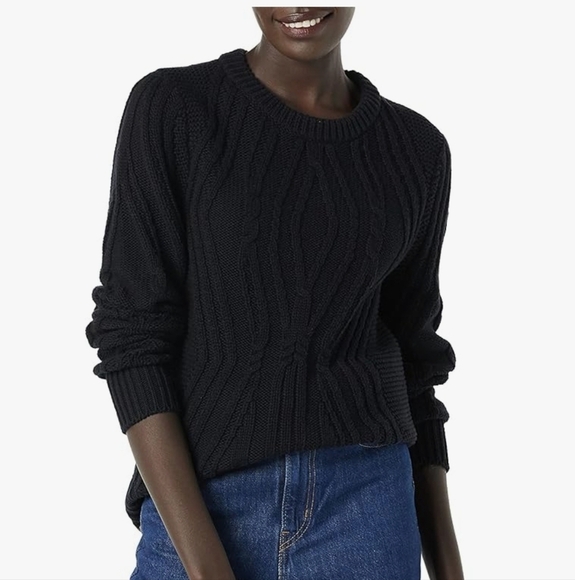 Amazon Essentials Sweaters - Black Cable Knit Sweater